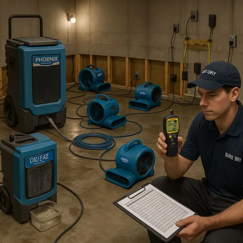 Structural Drying and Dehumidification process in Cameron Park, TX